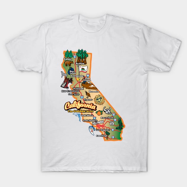 Vintage California State Map T-Shirt by Slightly Unhinged